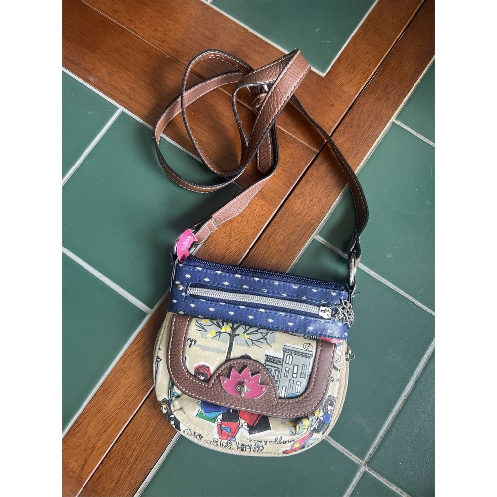Lily Bloom Shopaholic Vegan Boho Mini Crossbody Bag City Print Multi Pocket